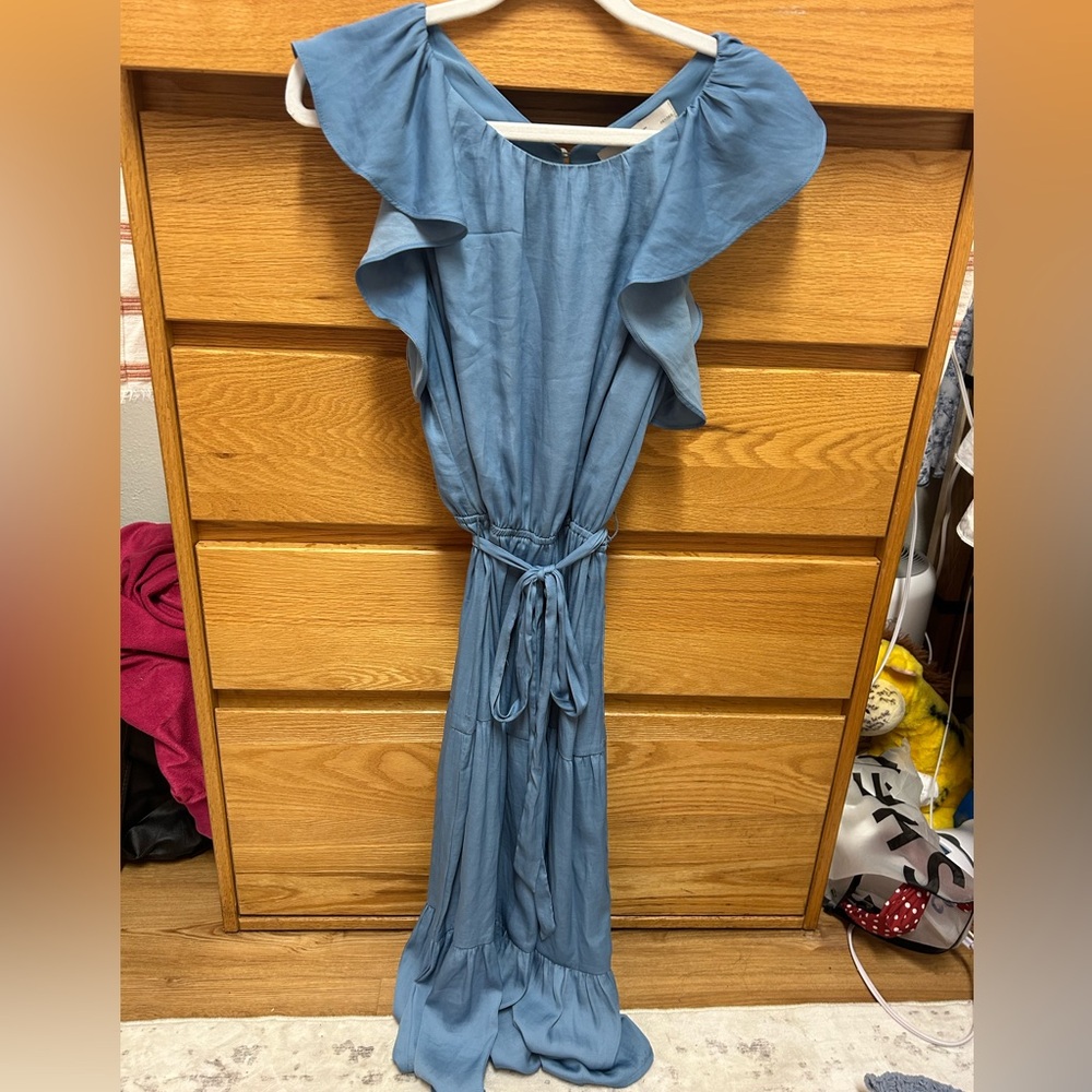 Light blue maxi dress with ruffles